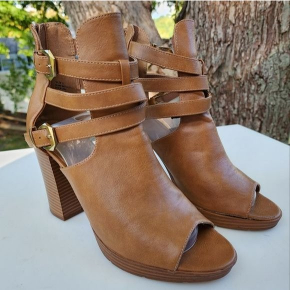 Charlotte Russ Platform Open Toe‎ Tan Ankle Booties Size 10 - Picture 10 of 15
